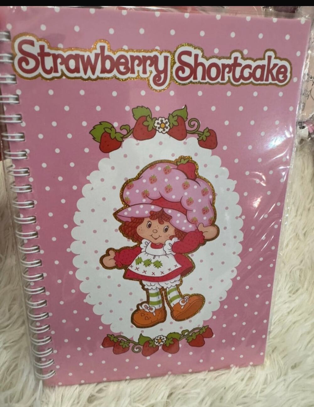 Strawberry shortcake pink polka dots A5 size spiral notebook super cute